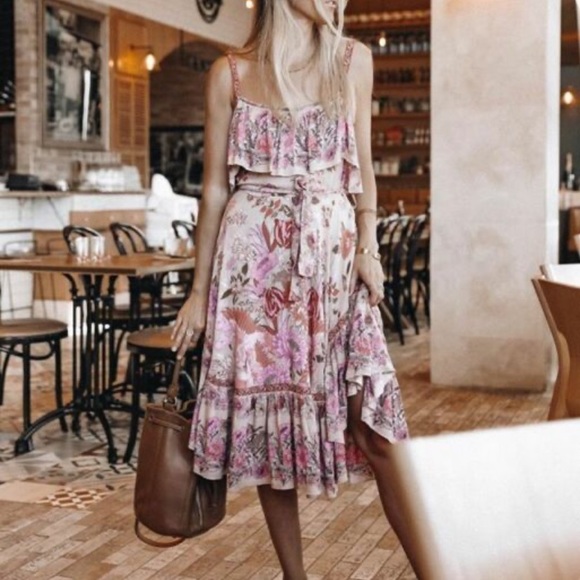 Spell Siren Song Strappy Dress Flamingo M - Picture 8 of 14